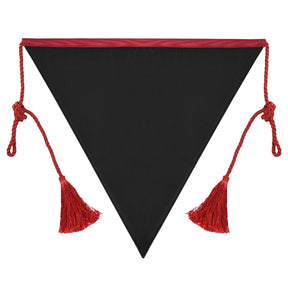 Scottish Rite Apron - Triangular Black Hand Embroidery With Red Ribbon & Tassels