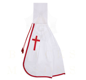 Knights Templar Mantle - White With Red Ribbon & Cross - Bricks Masons