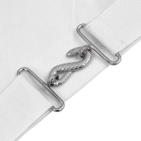 Past Grand Master Blue Lodge Apron - White Bullion Embroidery With Fringe - Bricks Masons