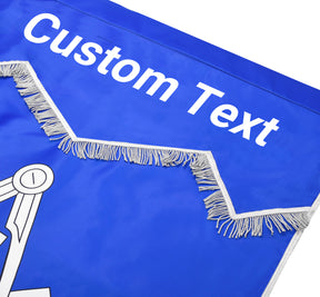 Master Mason Blue Lodge Banner - Blue & White Printed With Silver Braid & Fringe - Bricks Masons
