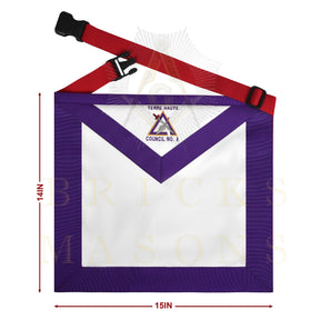 Royal Arch Chapter & Council Apron - Reversible Double-Sided Purple & Red Ribbon - Bricks Masons