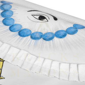 Hand-Painted Apron - Lambskin The Two Pillars of Jachin & Boaz - Bricks Masons