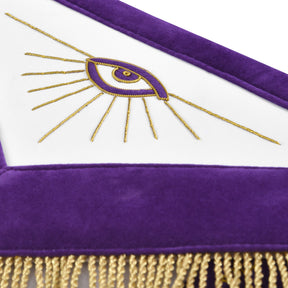 Grand Master Blue Lodge Apron - Purple Velvet Gold Bullion With Golden Braid Fringe