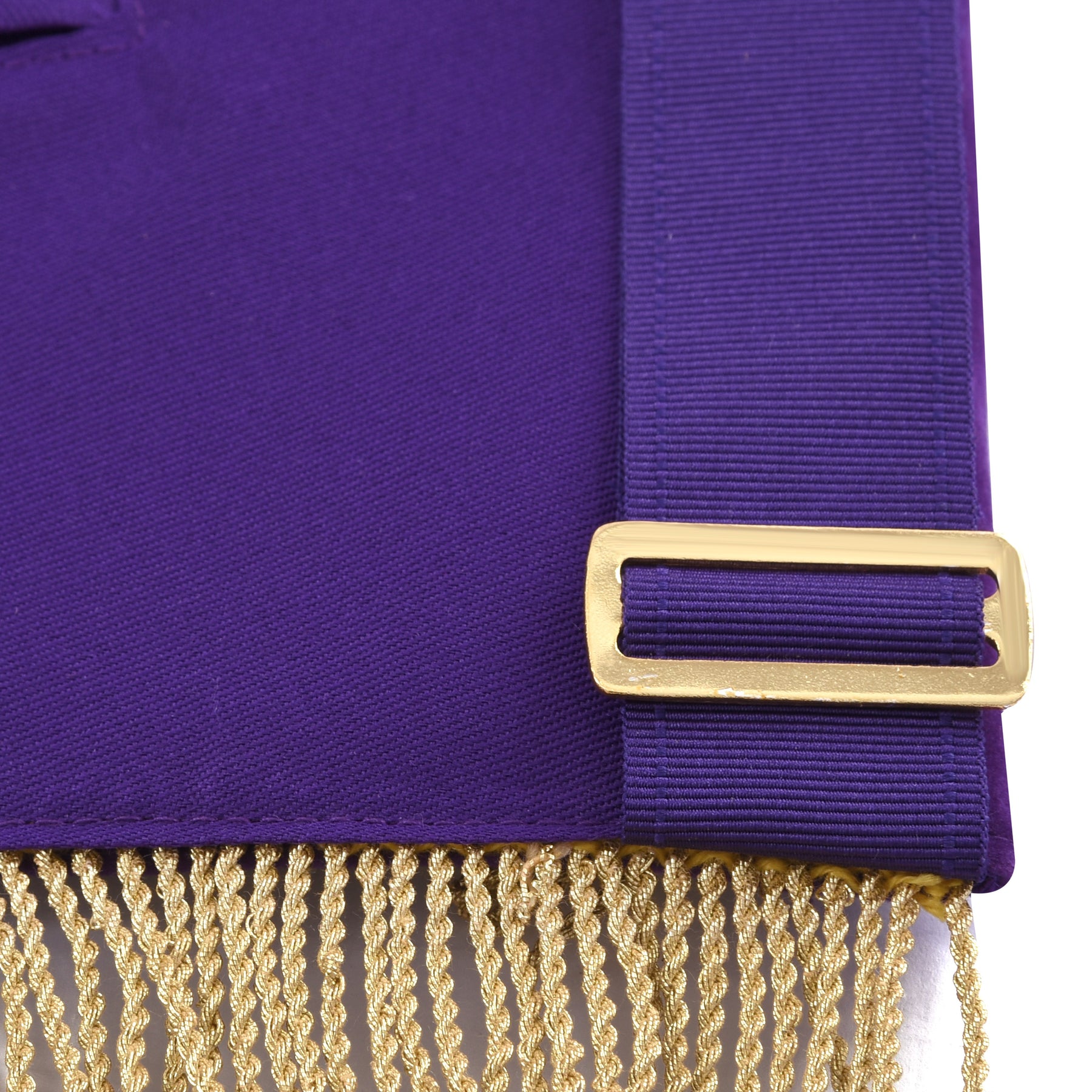 Grand Master Blue Lodge Apron - Purple Velvet Gold Bullion With Golden Braid Fringe