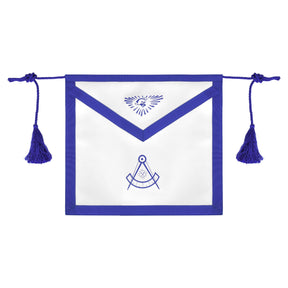 Past Master Blue Lodge Apron - White Cotton With Blue Tassels