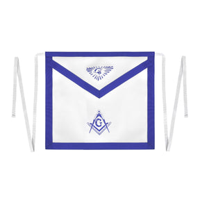 Master Mason Blue Lodge Apron - White Tape Ties