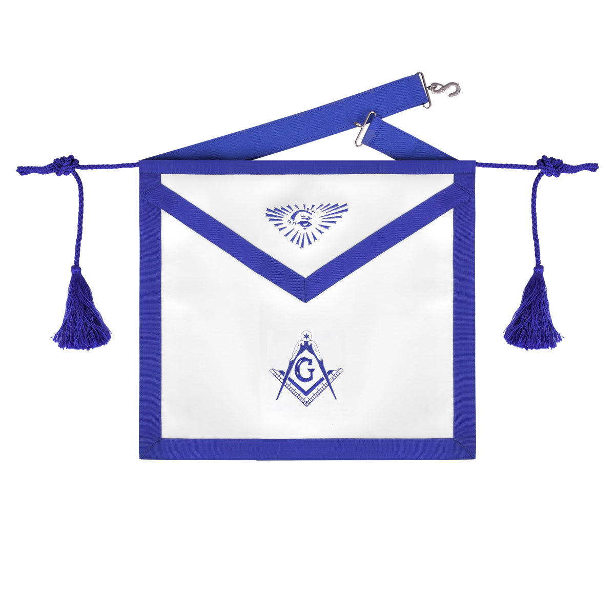 Master Mason Blue Lodge Apron - Blue Tassels & Waist Belt - Bricks Masons
