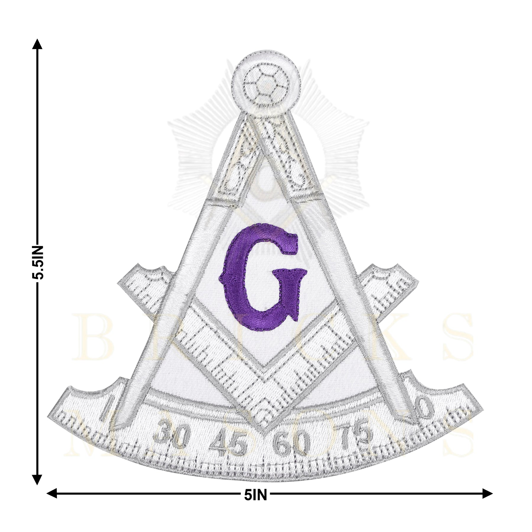 Past Master Blue Lodge Patch - White Bullion Purple G - Bricks Masons