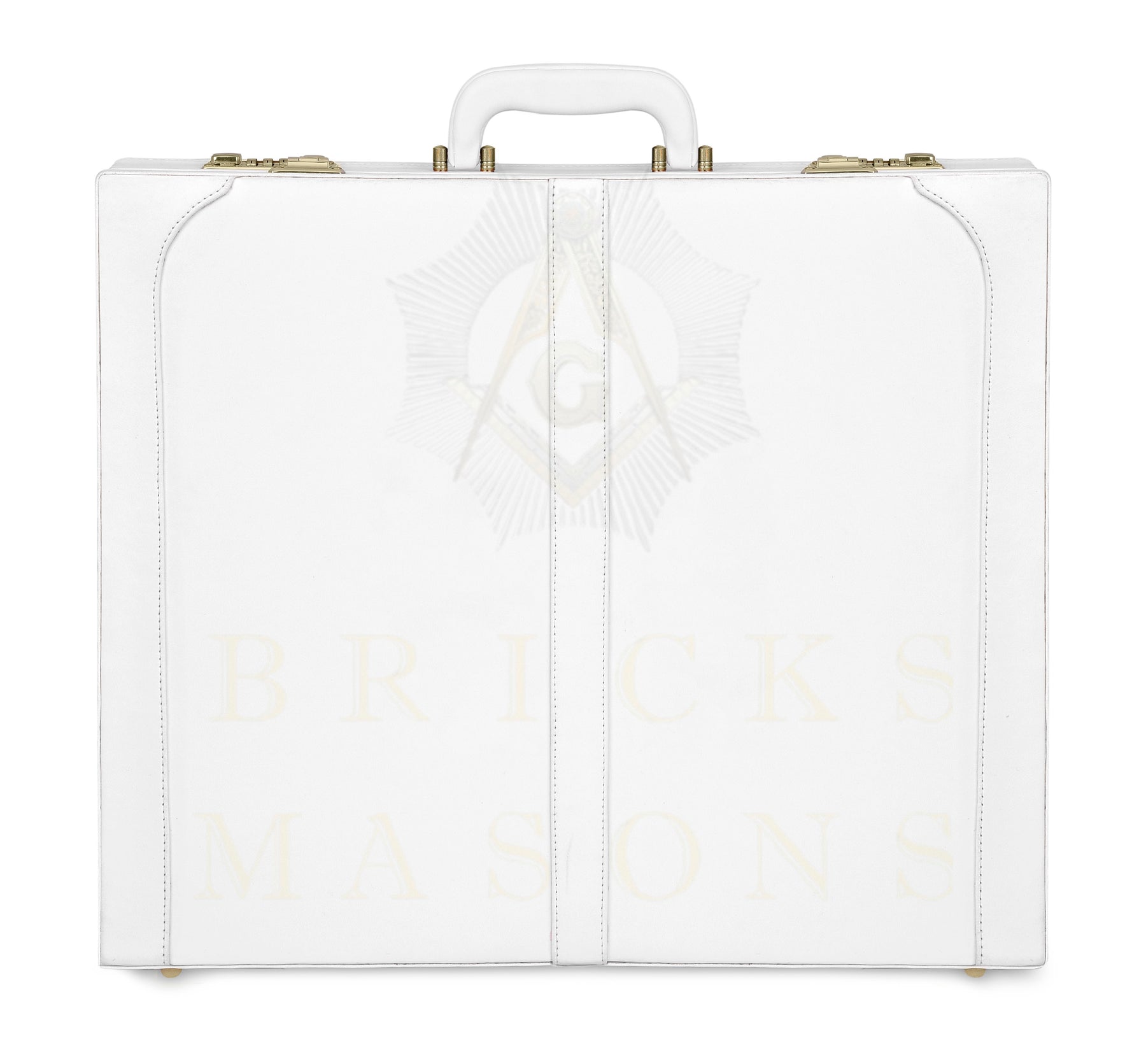 Universal Apron Case - White Imitation Leather & Gold Double Lock - Bricks Masons