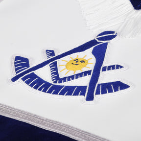 Past Master Blue Lodge California Regulation Apron - Hand Embroidery With Silver Fringe & Tassels