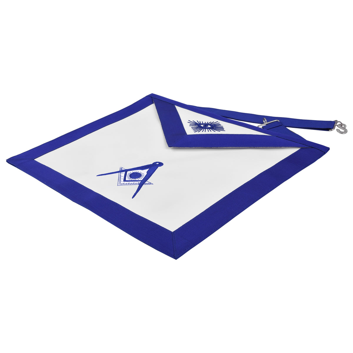 Senior Deacon Blue Lodge Officer Apron - Royal Blue Embroidery - Bricks Masons