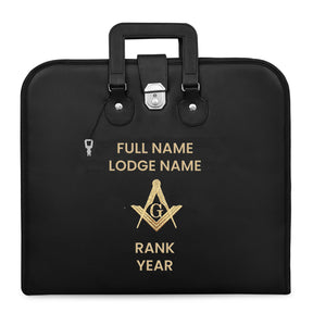 Master Mason Blue Lodge Apron Case - Soft Imitation Leather With Silver Metal Lock - Bricks Masons