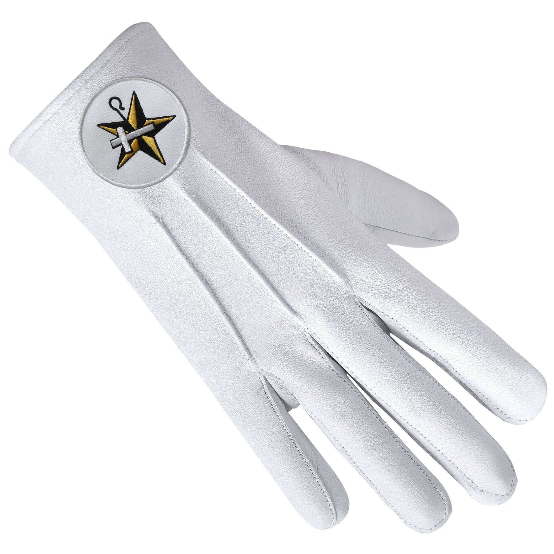 The Order Of The White Shrine Of Jerusalem Glove - Leather With White Patch - Bricks Masons