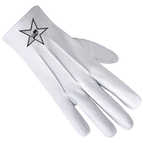 Knights Templar Commandery Glove - Leather With White Star Patch - Bricks Masons