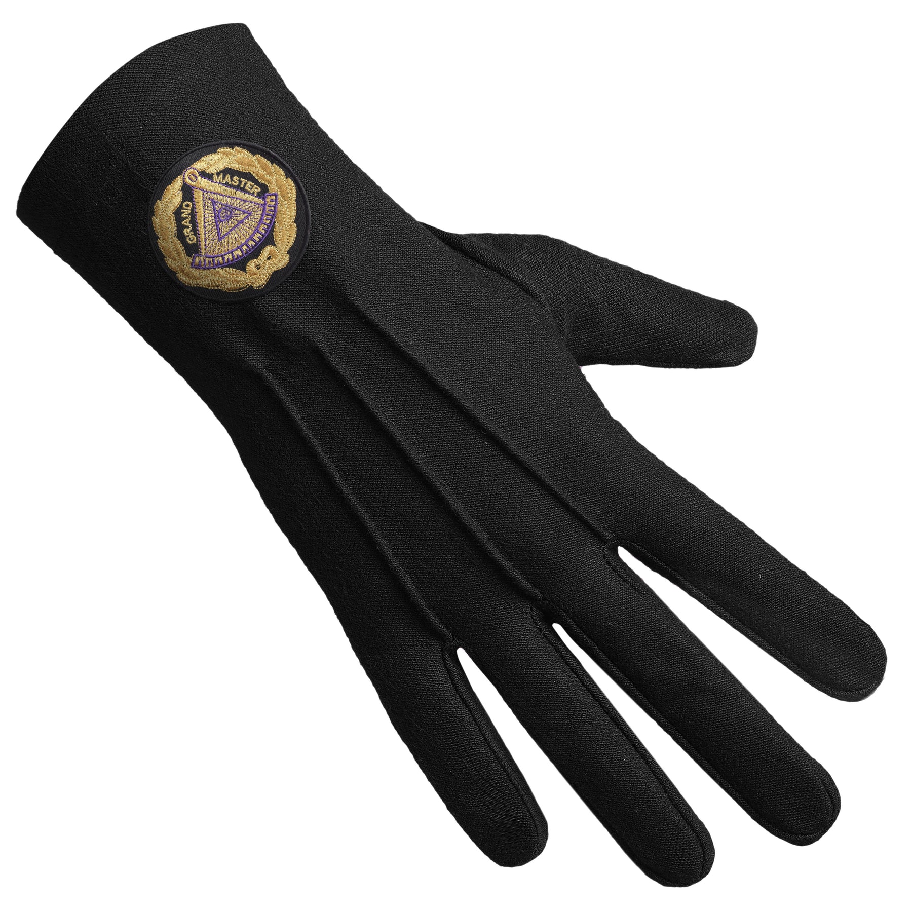 Grand Master Blue Lodge Glove - Pure Black Cotton With Black Patch - Bricks Masons