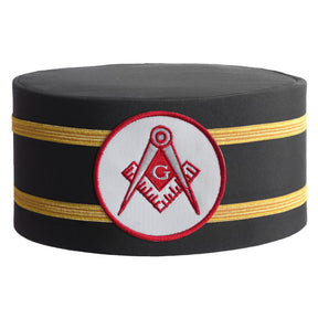 Master Mason Blue Lodge Crown Cap - White & Red With Double Braid - Bricks Masons