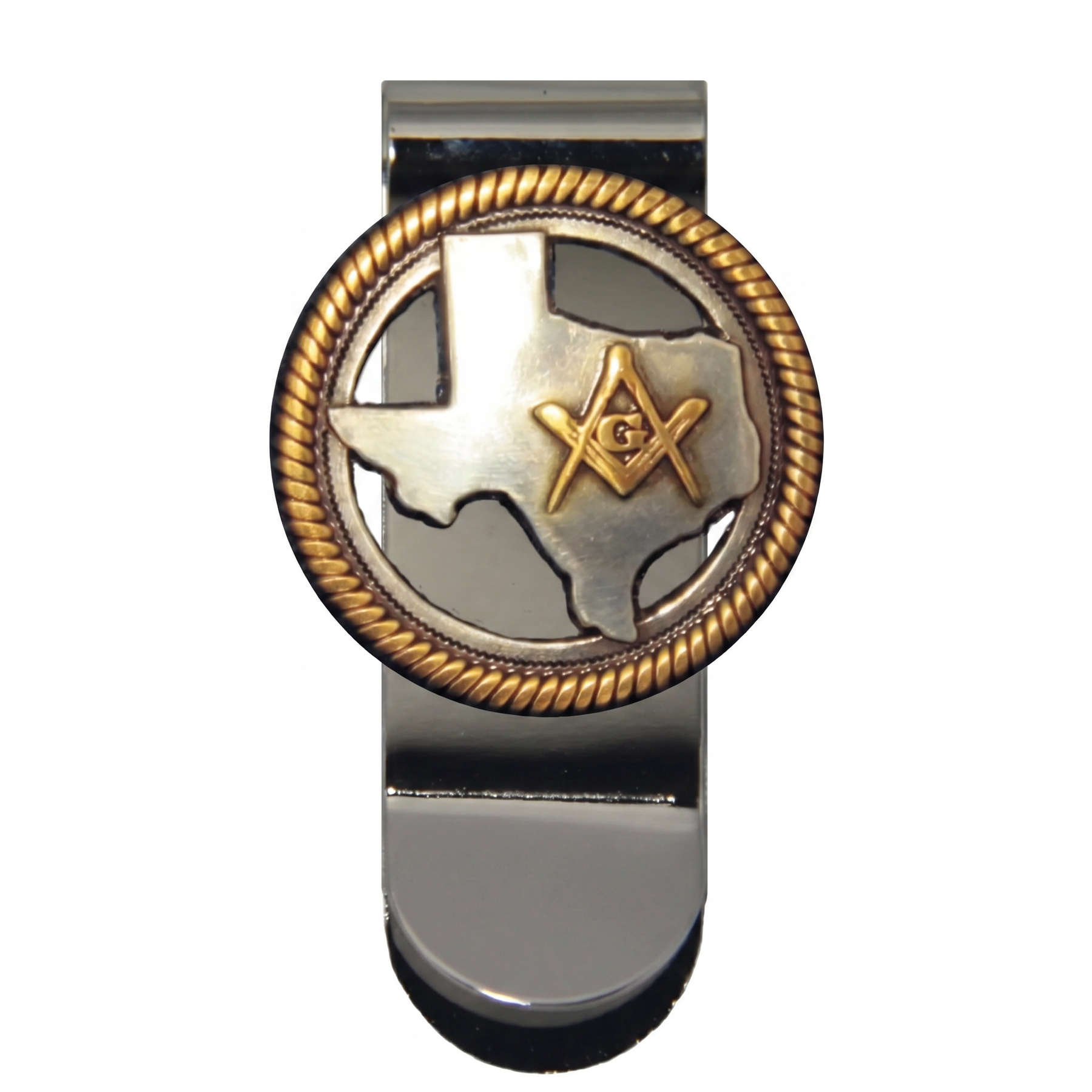 Master Mason Blue Lodge Money Clip - Texas Masons Square & Compass G - Bricks Masons