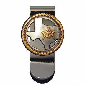 Master Mason Blue Lodge Money Clip - Texas Masons Square & Compass G - Bricks Masons