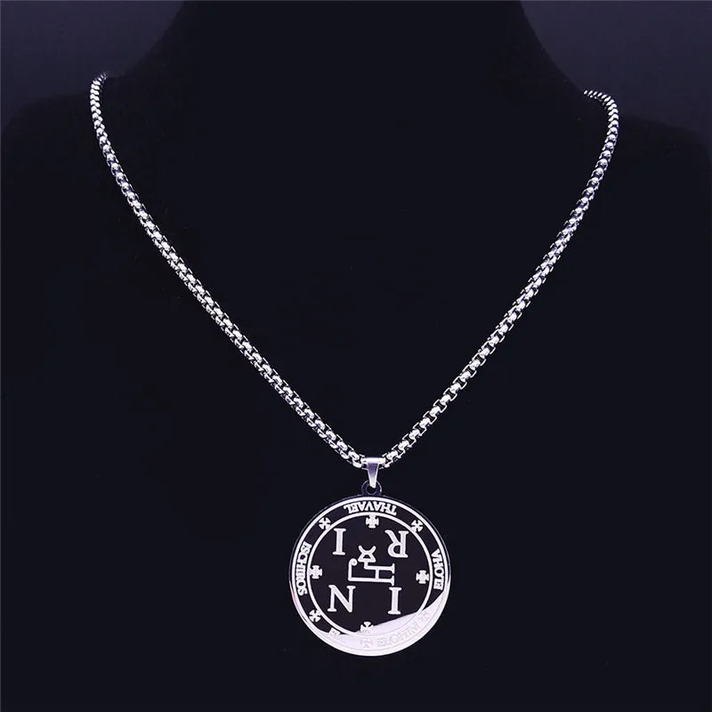 Ancient Israel Necklace - Stainless Steel Archangel Thavael - Bricks Masons