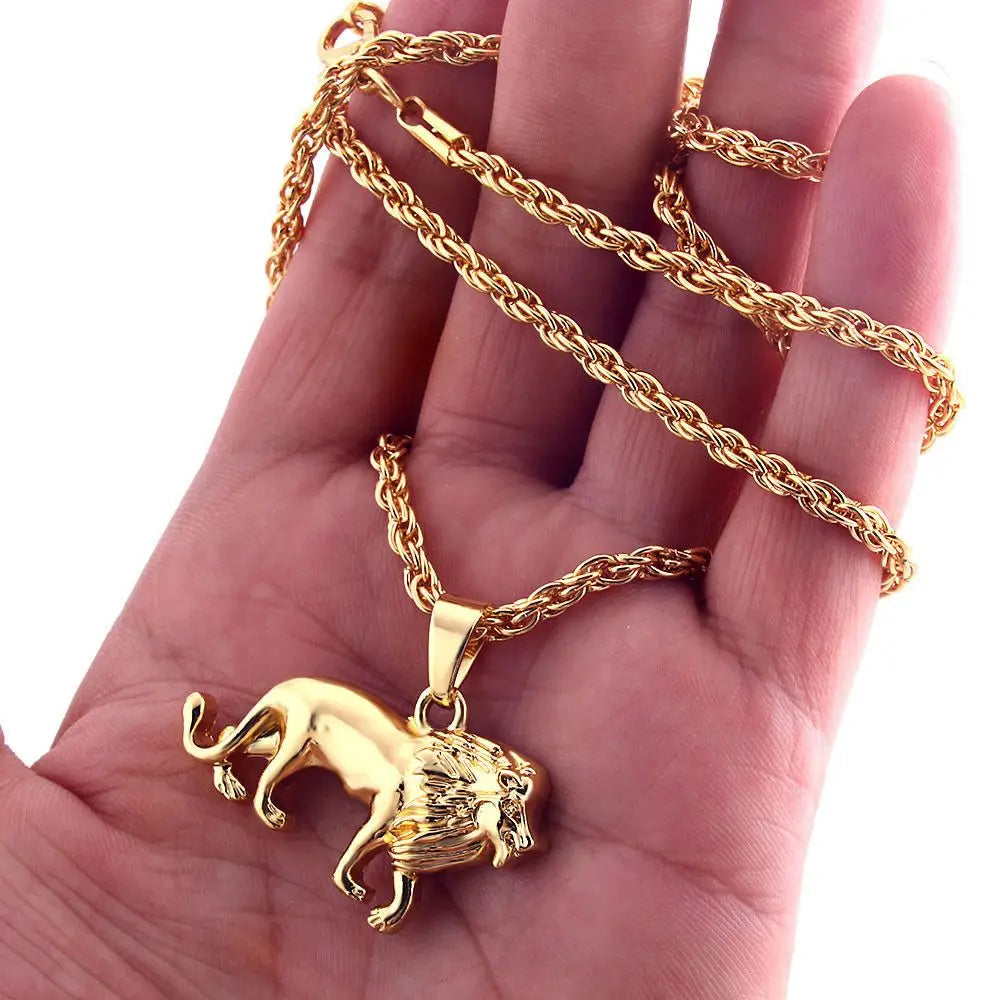 Ancient Israel Necklace - Gold Lion of Judah Pendant Zinc alloy - Bricks Masons