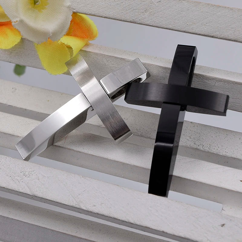 Polished Cross Pendant Necklace  Stainless Steel - Bricks Masons