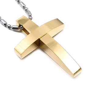 Polished Cross Pendant Necklace  Stainless Steel - Bricks Masons