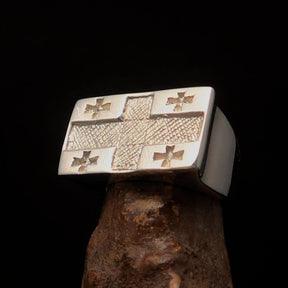 Knights Templar Commandery Ring - Flag of Georgia Sterling Silver