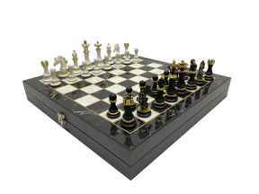 32nd Scottish Rite Chess Set - Wings Down Black Marble Pattern - Bricks Masons