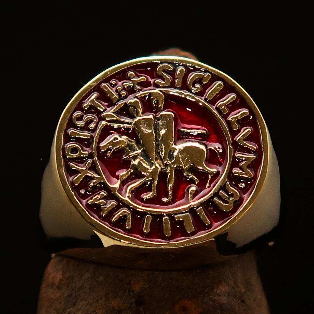 Knights Templar Commandery Ring - Gold & Red Sigillum MilItum XPISTI