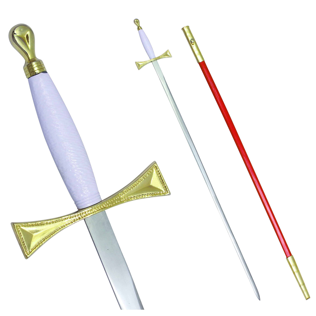 Masonic Sword - White Gold Hilt and Red Scabbard