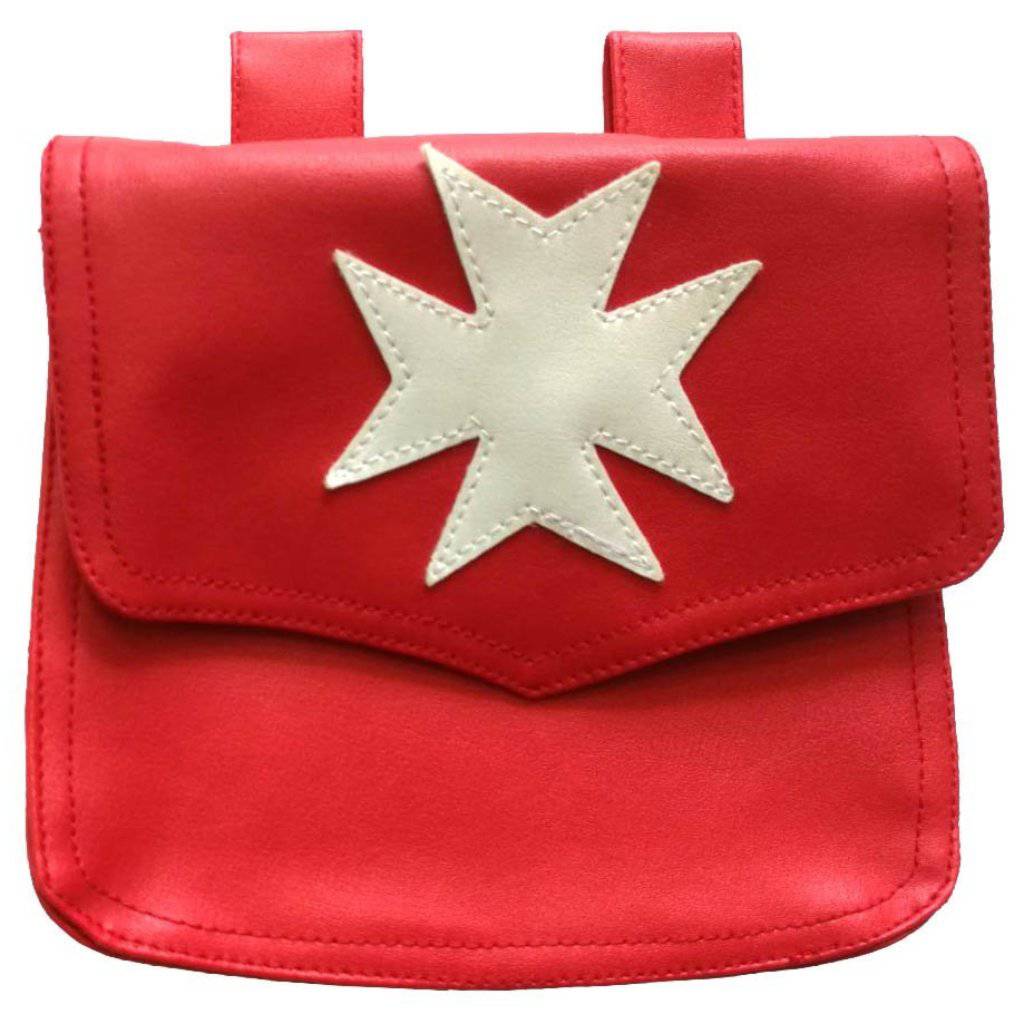 Order Of Malta Commandery Alms Bag - Red Leather