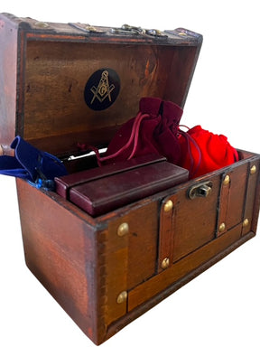 Master Mason Blue Lodge Pocket Watch - Keyring Gift Set Case Custom Engraved With 18K Rose Gold Certificate - Bricks Masons