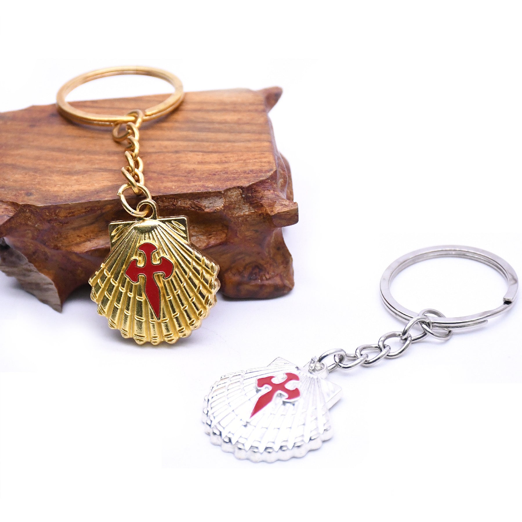 St. Thomas of Acon Keychain - Silver Cross Shell Cross Pendant - Bricks Masons