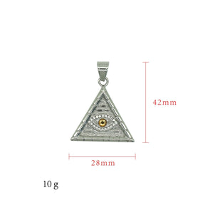 Eye Of Providence Necklace - Yellow All Seeing Eye Steel Pendant - Bricks Masons