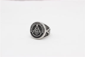 Master Mason Blue Lodge Ring - Silver & Black Free and Accepted Masons - Bricks Masons