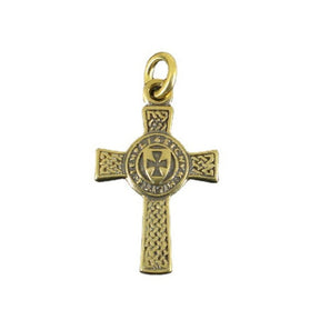 Knights Templar Commandery Pendant - Vintage Gold Shield Cross Pendant - Bricks Masons