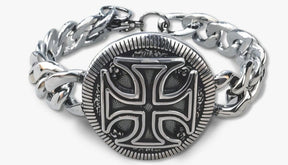 Knights Templar Commandery Bracelet - Silver Cross Vintage Cuban - Bricks Masons