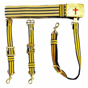 Past Commander Knights Templar Commandery Regalia Belt - Black & Gold Lace