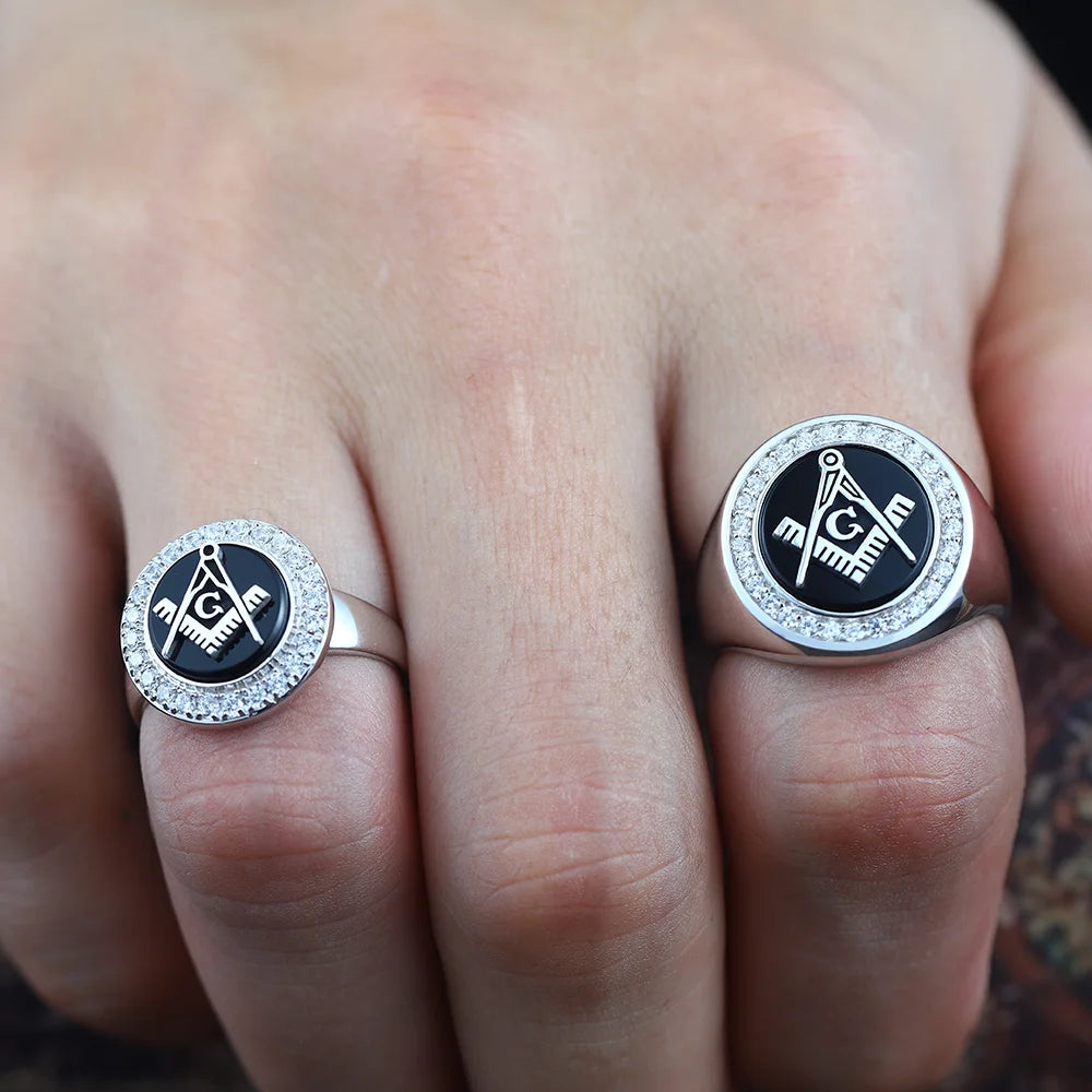 Master Mason Blue Lodge Ring - Square & Compass G Sterling Silver Ring
