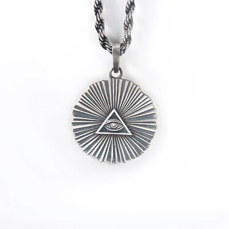 Eye Of Providence Necklace - 925 Sterling Silver 6g - Bricks Masons