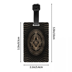 Master Mason Blue Lodge Luggage Tag -  Privacy Strap for Travel Bags - Bricks Masons