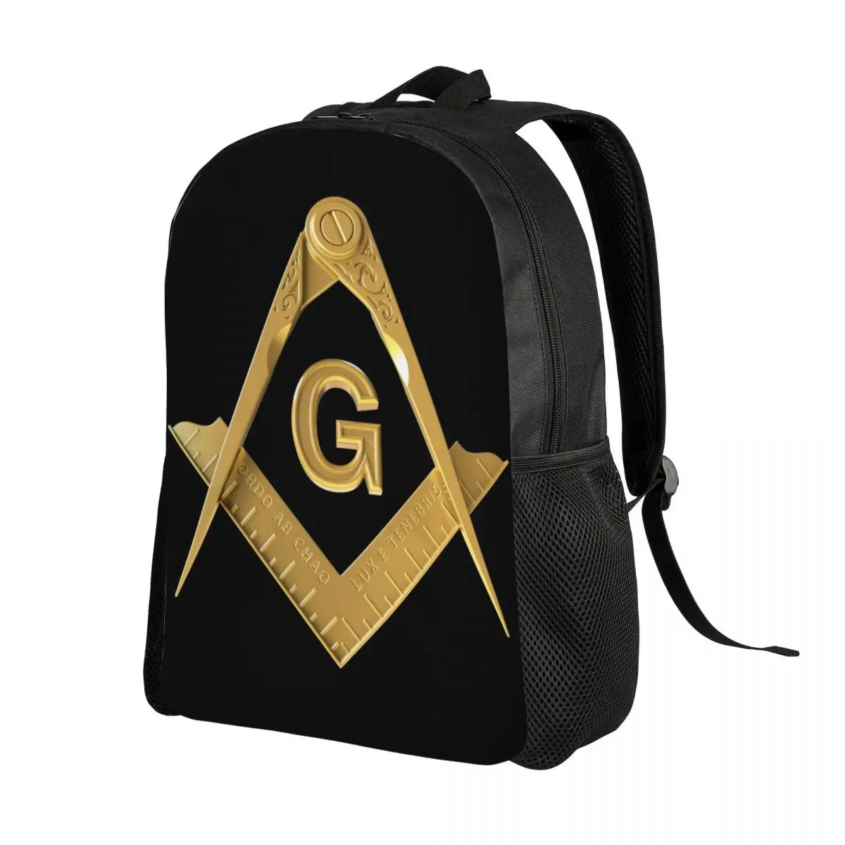 Master Mason Blue Lodge Backpack - Gold Adjustable Strap Nylon - Bricks Masons