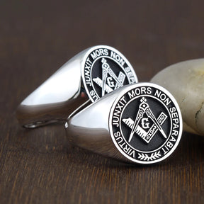 Master Mason Blue Lodge Ring - S&C G Virtus Junxit Mors Non Separabit Sterling