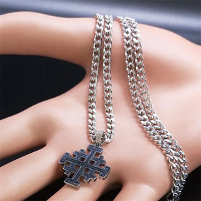 Knights Templar Commandery Necklace - Stainless Steel Cross Pendant - Bricks Masons