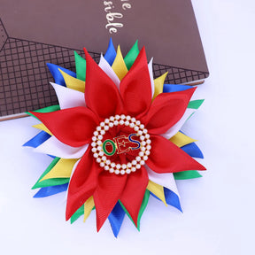 OES Brooch - Colorful Ribbon Flower Corsage Pearl - Bricks Masons