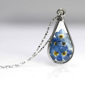 Masonic Necklace - Forget Me Not Dried Flowers - Bricks Masons