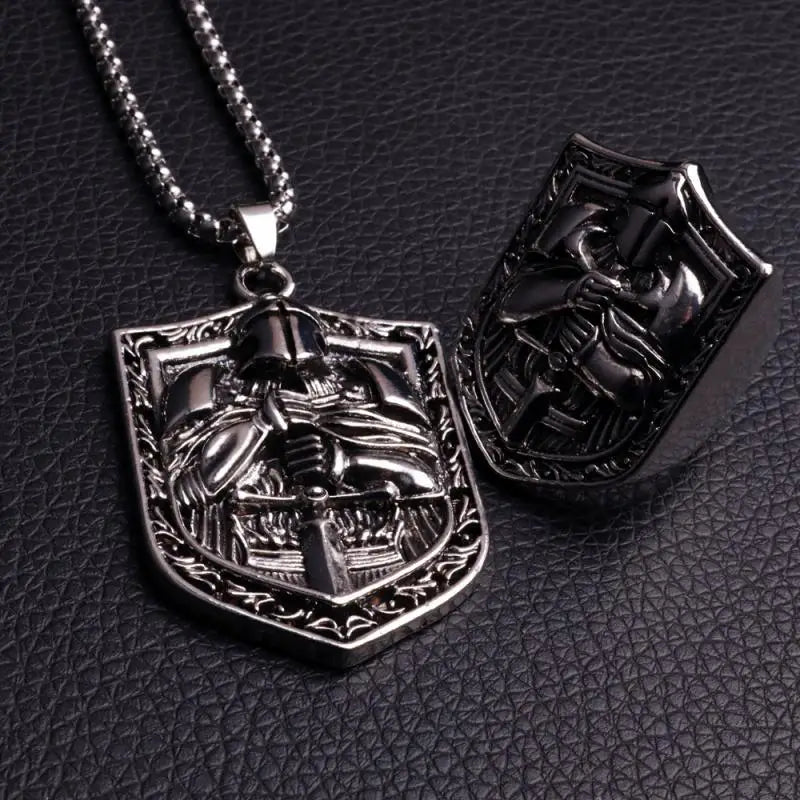 Knights Templar Commandery Necklace - Medieval Templar Warrior Stainless Steel - Bricks Masons