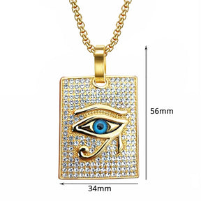 Ancient Egypt Necklace - Eye Of HorusGold Color Stainless Steel - Bricks Masons