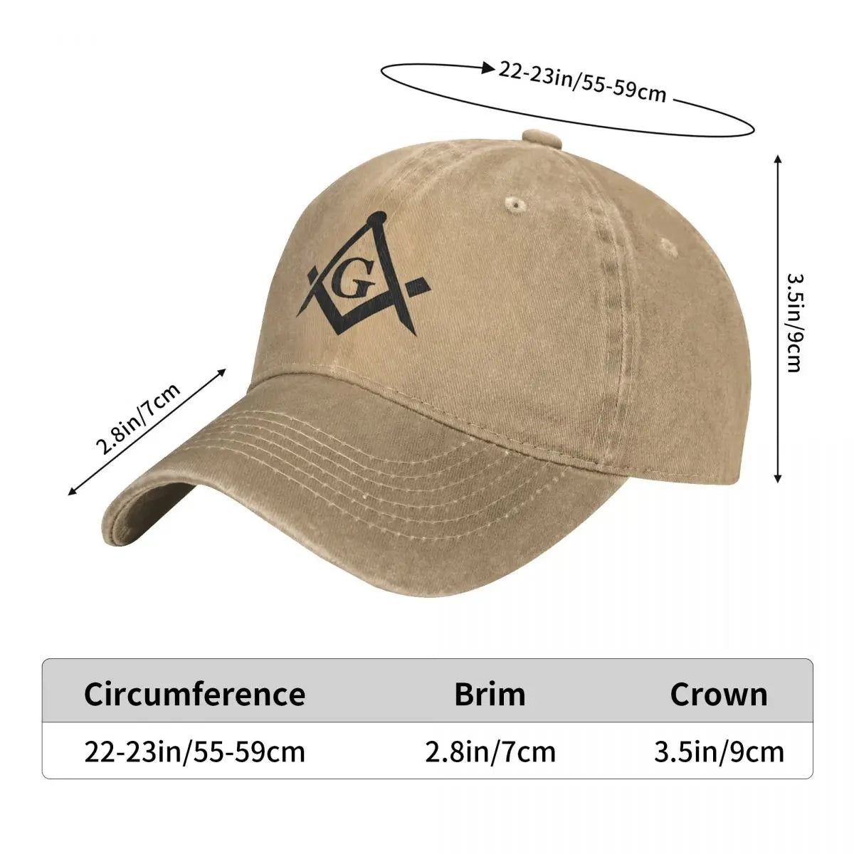 Master Mason Blue Lodge Baseball Cap - Gold Square Compass