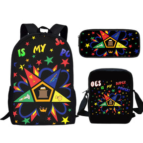 OES Style Order of The Eastern Star School Bags Set Casual Students Bookbag Printing Kids Fashion Laptop Backpack 3Pcs Mochila - Bricks Masons